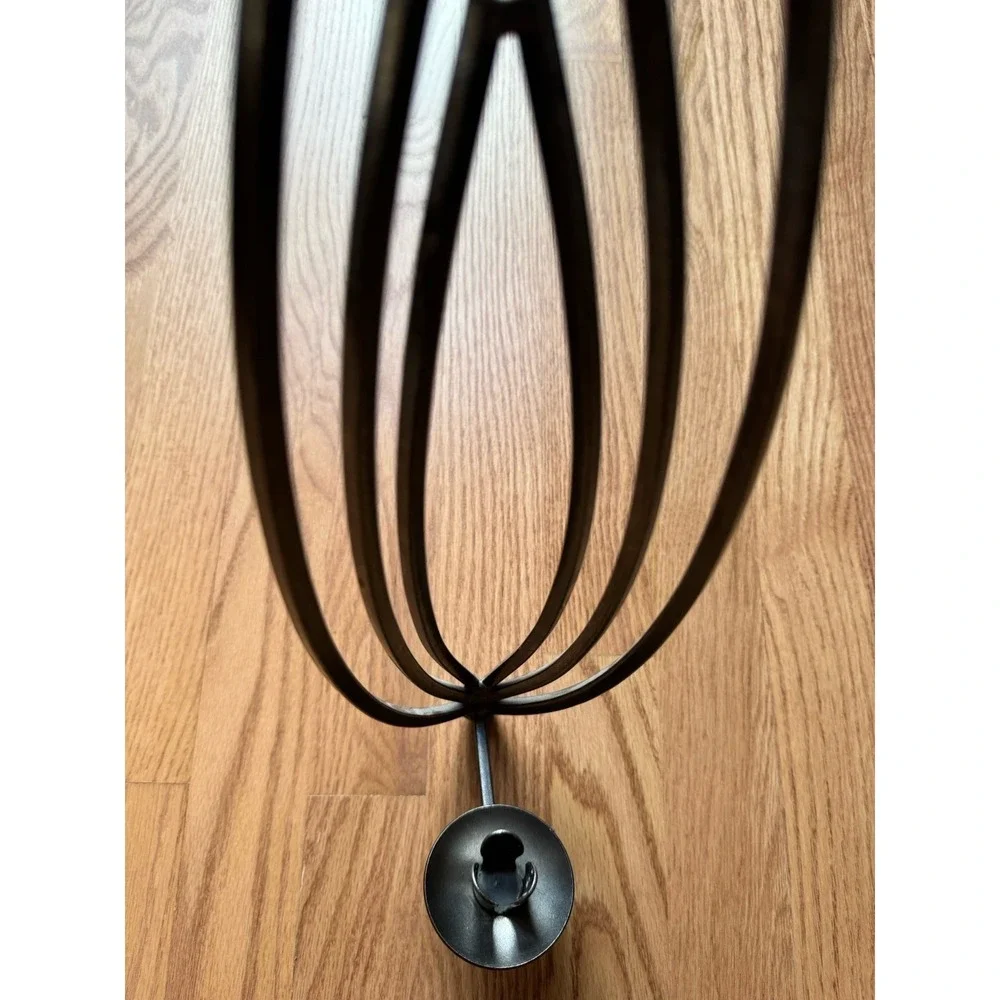 Vintage MCM Brutalist‎ 3-Tiered Arch Wall Sconce - Ribbed Metal Candle Holder